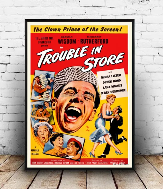 Trouble in store : Vintage Norman Wisdom movie poster reproduction.