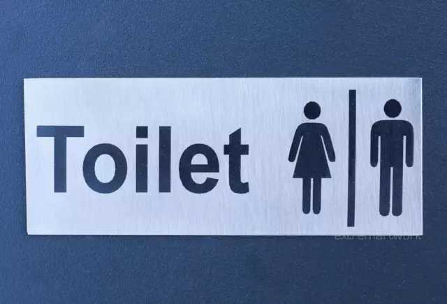 (STAINLESS STEEL METAL) MALE / FEMALE TOILET  Bathroom Restroom DOOR SIGN Unisex