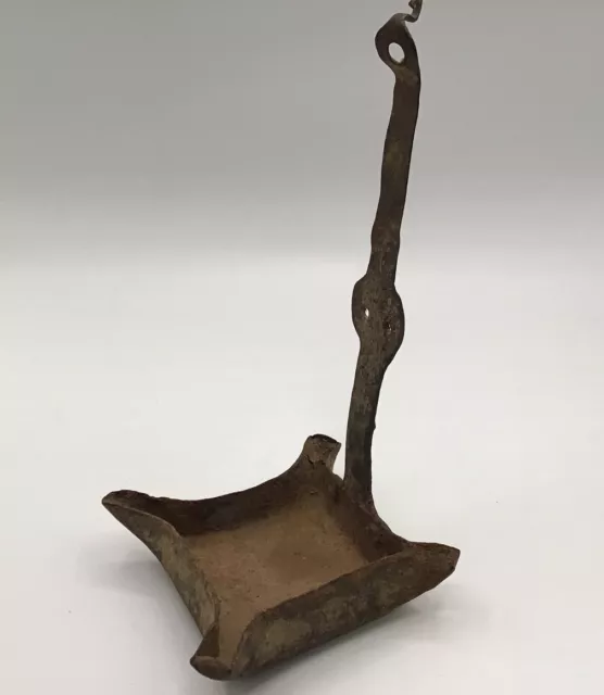 Antique 1700's Hand Forged Iron Cruise Whale Oil Betty Lamp - 4 wick rare