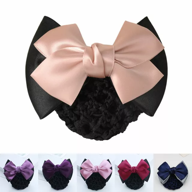 Frauen Mädchen Satin Haarspange Bowknot Abdeckung Haarknoten Netz Snood 。 2