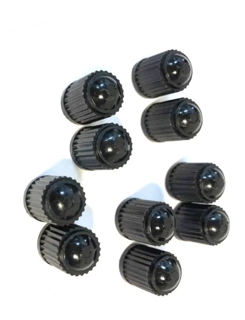 10 X Universal Black Plastic Tire Valve Stem Air Caps Dust Cover Car Motorcycle