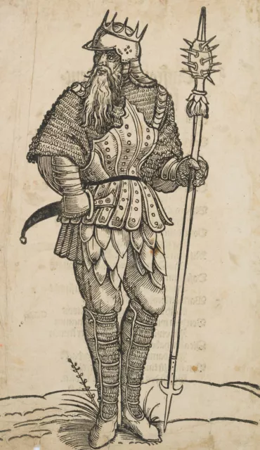 König Mannus im Harnisch,  1543, Holzschnitt Renaissance Unbekannt (16.Jhd)