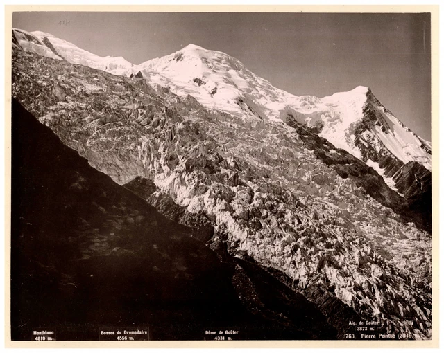 Tirage Photo Vintage Chamonix Mont-Blanc Glacier Des Bossons 1875 - Albumine