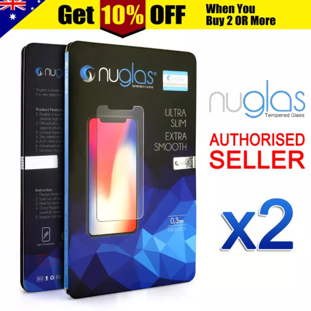 2x GENUINE NUGLAS Tempered Glass Screen Protector For Apple iPhone 7 6 6s Plus