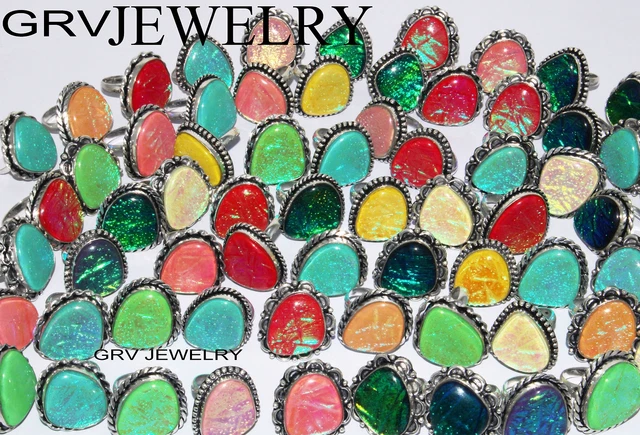 Australian Triplet Opal Gemstone 100pcs Rings Lot 925 Silver Plated G-WHRU-7