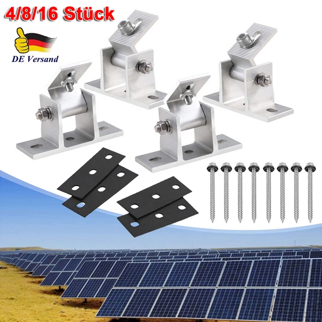 Riisoyu 4 Stück Solarpanel Halterung Dachhaken , 0-60°Individuell Verstellbar PV Modul Halterung Befestigung Solarmodul für Flachdach, Wand, Boden, Boot, Wohnmobil Stufenlos