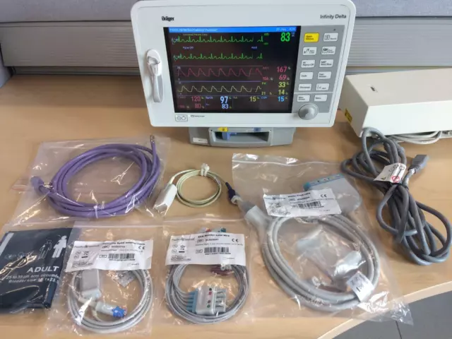 Drager Infinity Delta Patient Monitor w/ docking station and patient cables
