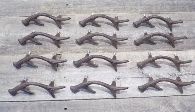 12 Drawer Pulls Antler Horn Handles Cast Iron Deer Elk Cabinet Handle Grasp Horn