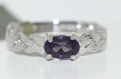 AAA  ALEXANDRITE 0.67 Cts BRAID STYLE RING 10K WHITE GOLD - Made in USA - NWT