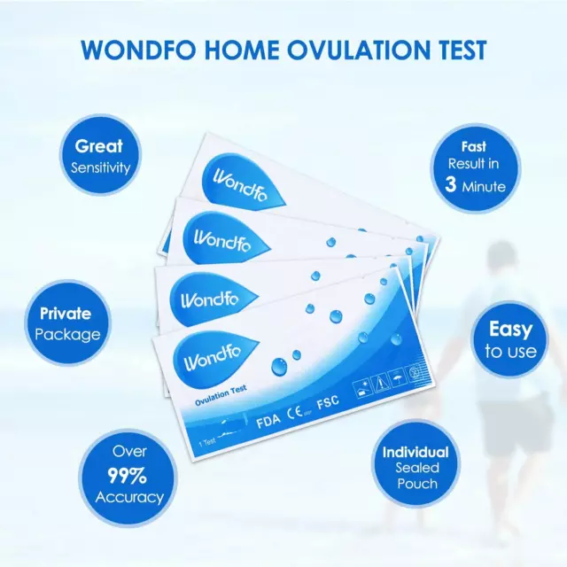 Wondfo 100 × Ovulation LH Test Strips Urine Fertility OPK Kit Over 99% Accurate 3