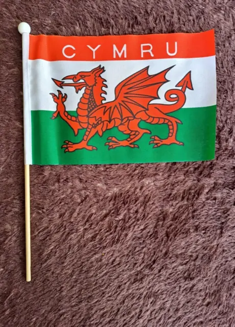 Cymru Wales Hand Flag - 9" x 6" Civil - LAST FEW