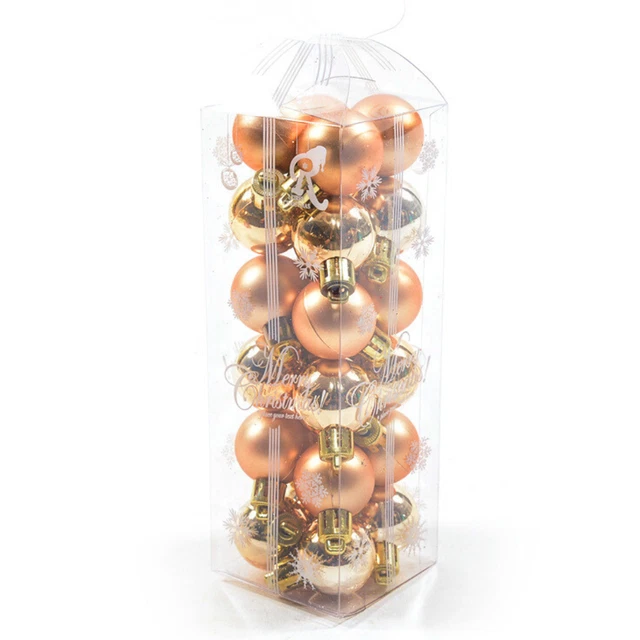 24 mini addobbi natalizi in 6 colori, con finiture opache e lucide, da
