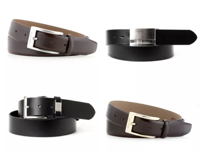 HUGO BOSS Men's Leather Belt Assorted Styles-100% Cow Skin, Handmade, Authentic 2