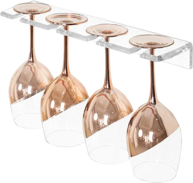 Wall Mounted Glassware Storage Clear Acrylic Hanging Stemware Rack 2