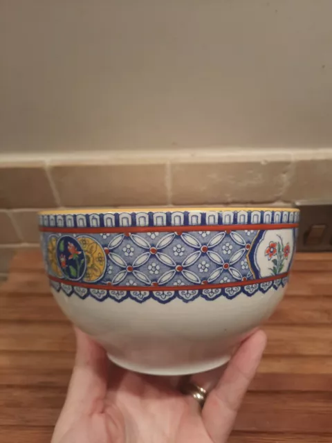 Vintage Antique Minton Bowl Blue White Floral Pattern Decorative Cracks Crazing