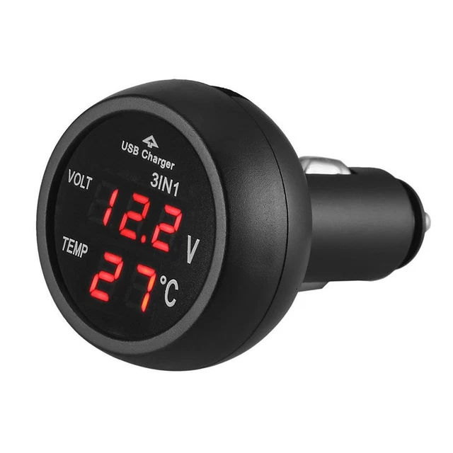 Thermomètre Numérique Pour Voiture - Intérieur/extérieur, écran LCD, Alimentation 12V - Noir - 4