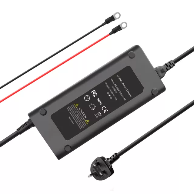Cargador de batería 10A 14,6 V CC litio Reino Unido se adapta a fosfato de hierro litio LiFePO4