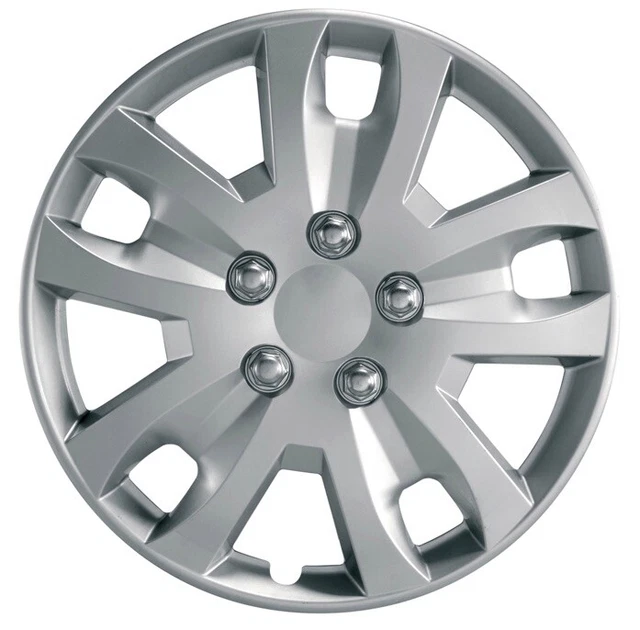 Giroscopio 14" Tappi Ruota Auto Tappi Mozzo Coperture Plastica Set di 4 Argento Universale