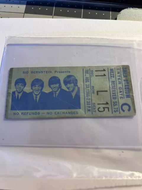 Original 1966 Shea Stadium Beatles Concert Ticket