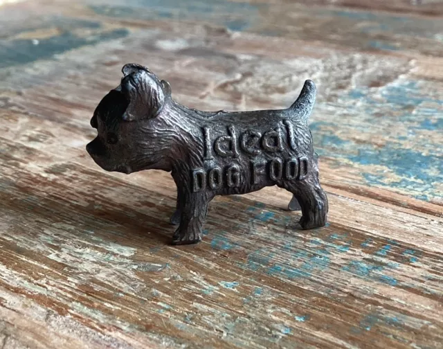 Vintage Ideal Dog Food Advertising Good Luck Charm Mini Boston Terrier Figurine