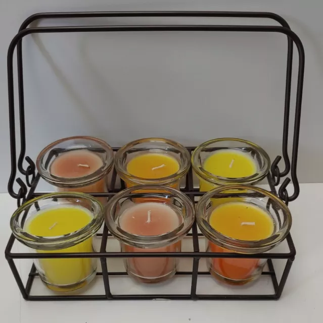 Metal Tea Light Candle Basket Country Stlye Decor 6 Candles Encluded  New Nice!!