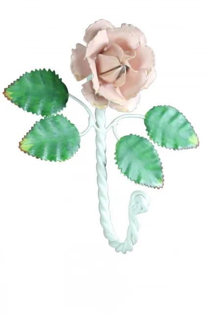 Flower Hook Wrought Iron Multi Colored Pink Rose | Renovator's Supply