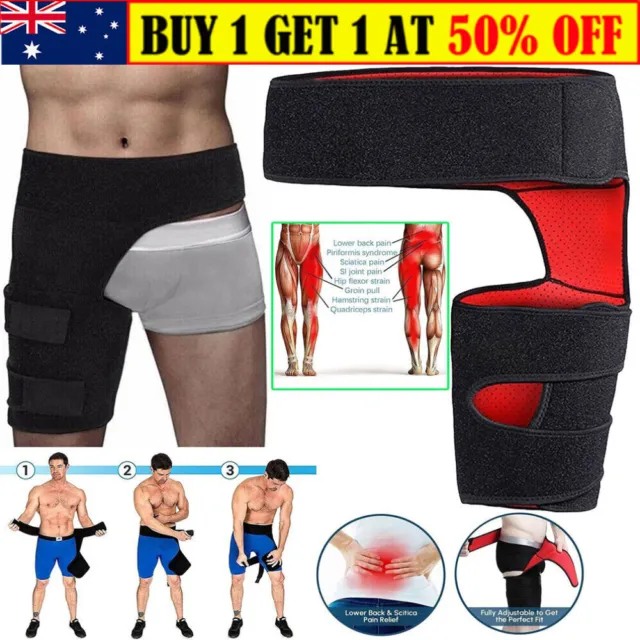 Hip Brace - Compression Groin Support Wrap for Sciatica Pain Relief Thigh Left
