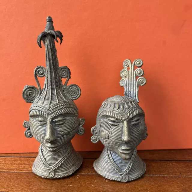 Pair of Brass Unmarked Asian Bust