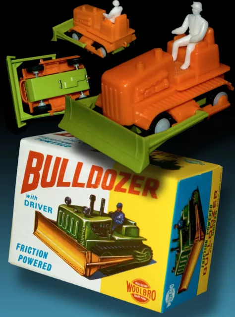 BULLDOZER WITH DRIVER | FRICTION POWERED WOOLBRO HONG KONG 70s OVP BOX