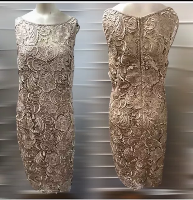 Adrianna Papell, Woman, Cocktail Dress,Bronze-Gold,Sz 18, ,embroidered lace.!