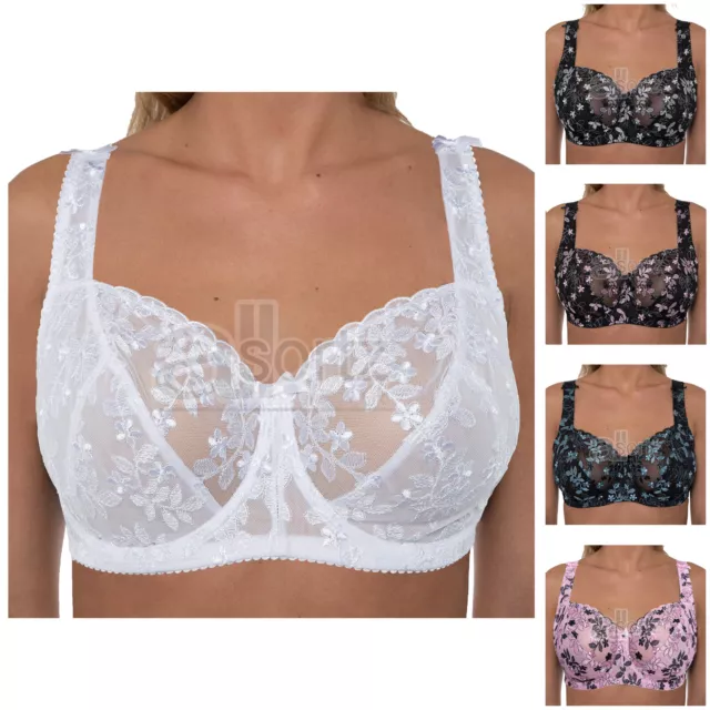 Ladies Full Cup Underwired Bra Plus Size Firm Hold Lace Large Non Padded Uk New