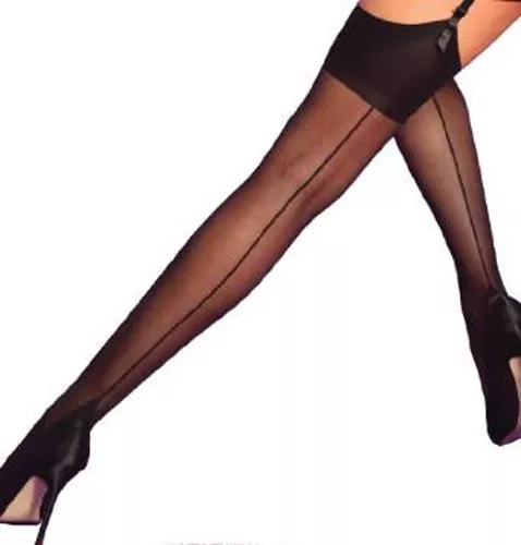 Silky Stockings With Backseam Nude, Black or Nude/Black NEW FREE P&P