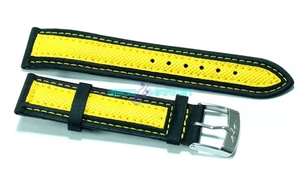 Cinturino per orologio in tessuto cordura 20mm nero giallo tipo sector s20g