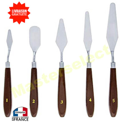 5 Pezzi in acciaio inox Spatola CONDA Set di coltelli Spatole per pittura ad olio Manico in legno 