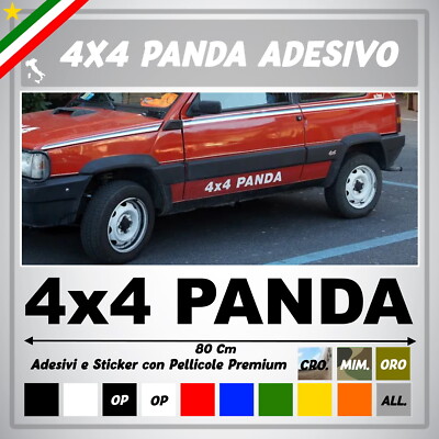 Adesivi Trekking Panda 4x4 Offroad - 2 Pezzi, 37.5x4.7cm, Arancione, Vinile Verniciabile