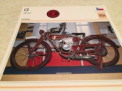 Cz 100 cm3 1934 Porta Carte Motocicletta Collezione Atlas Cecoslovacchia 