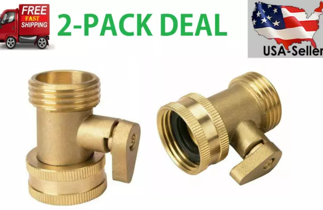 Brass Garden Hose Shut Off Valve Water Pipe Faucet Connector Handy(2 PACKS)