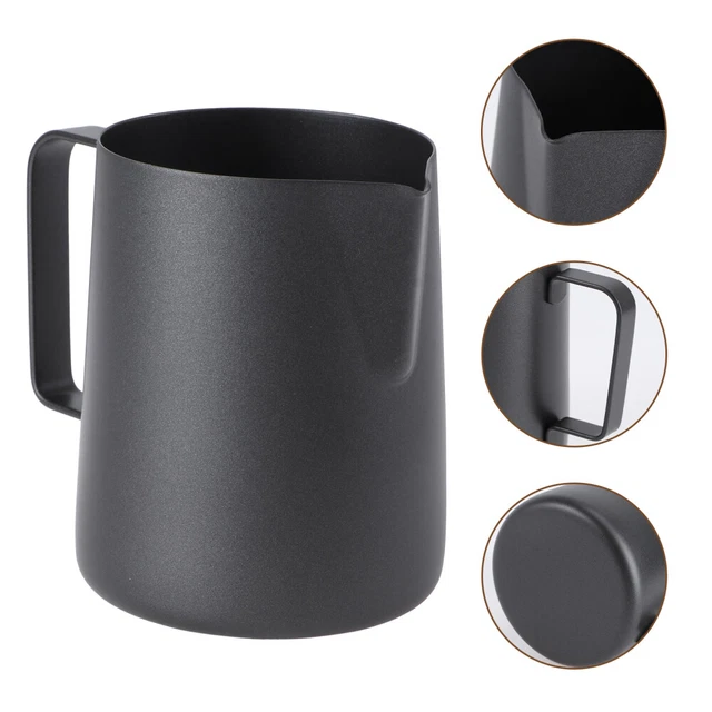 Tarra de café jarra de leche cafetera de acero inoxidable negro