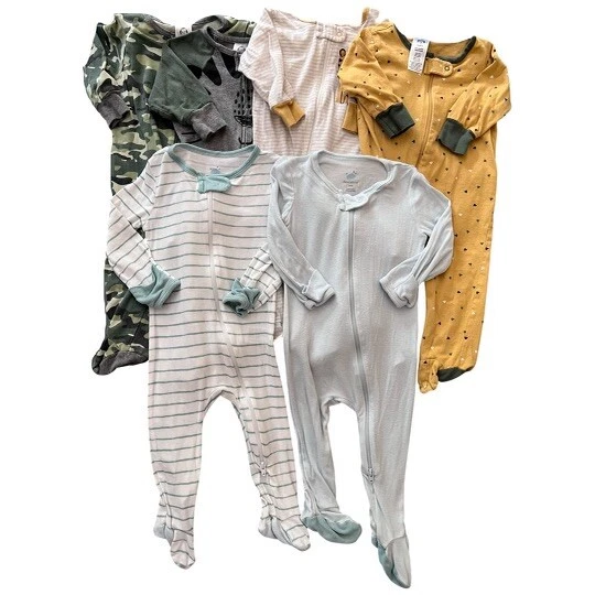 Baby Boy 3-6 Months Cotton Footed One Piece Zip Up Sleeper Pajama Lot