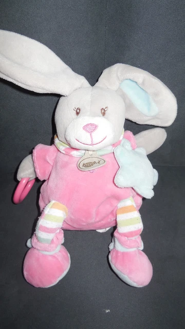 doudou peluche lapin Stella Pouet rose vert BABY NAT' babynat 23cm (3 dispo)