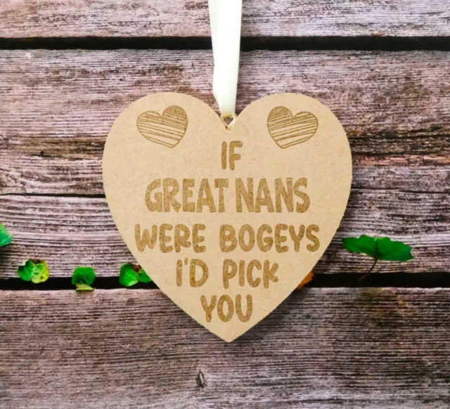 Great Nan Geschenk graviertes Herz, wenn * Wäre Bogeys I'd Pick lustiges personalisiertes Geschenk