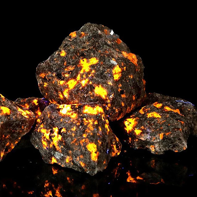 Piedra de Llama Natural American Yooperlites Piedra Fluorescente Energía Reiki Speci Th