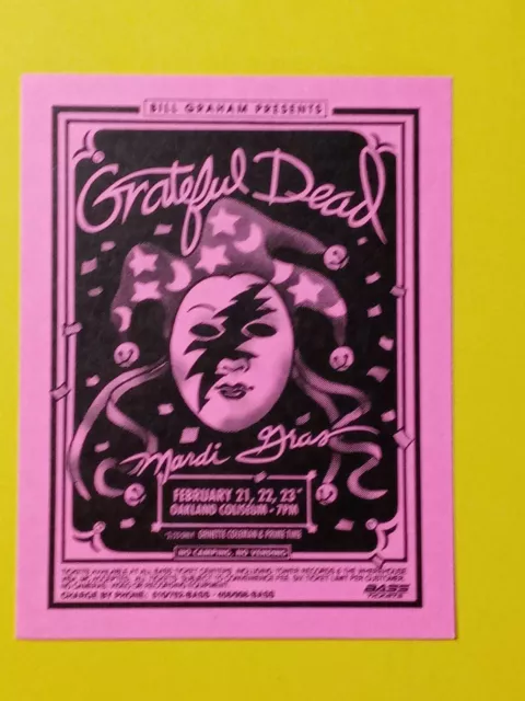 GratefuL Dead BiLL Graham PreSentS OakLand CoLiSeum Arena 1993 Pink HandbiLL