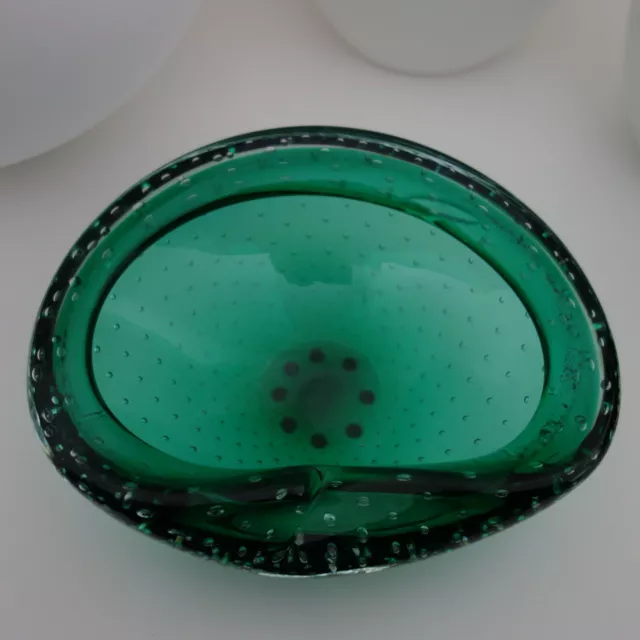 Murano Glas Schale Aschenbecher grün 900 g Mid Century 60er 70er Jahre
