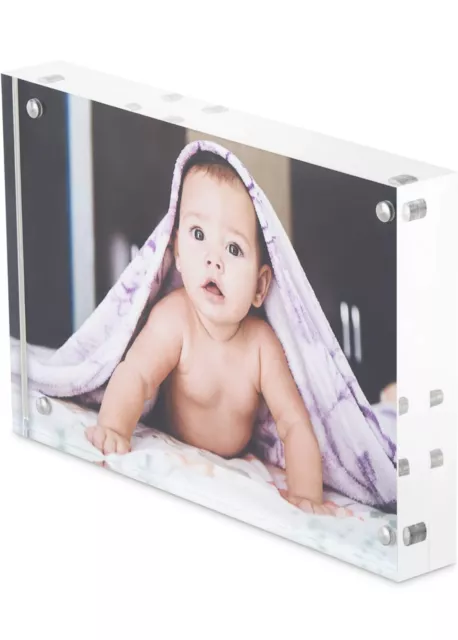 Scribble 6 x 4 In Acrylic Photo Frame Block, Free Standing, Horizontal, Vertical