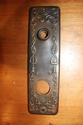 Antique Victorian Ornate Bronze Copper 10" Keyhole Doorknob Escutcheon S-56
