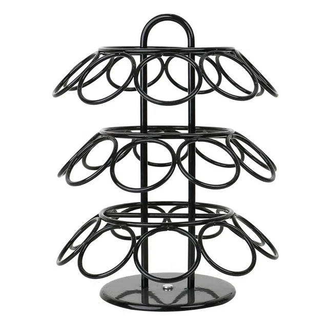 KOVNISE Support Dosettes Café Avec Couvercle En Bois - Organisateur K-Cup Grande Capacité Noir