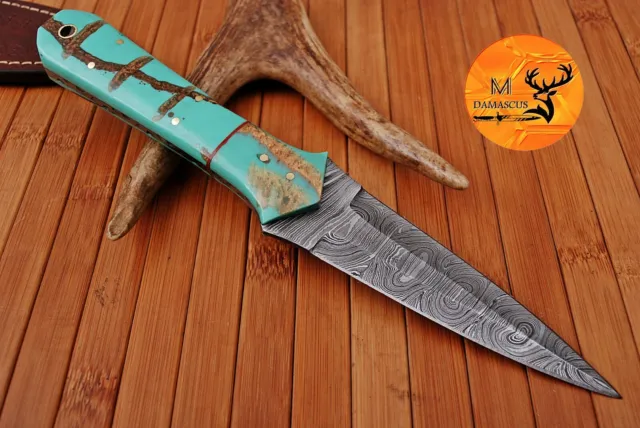Custom Hand Made Forged Damascus Steel Boot Knife Throwing Hunting Dagger -  686