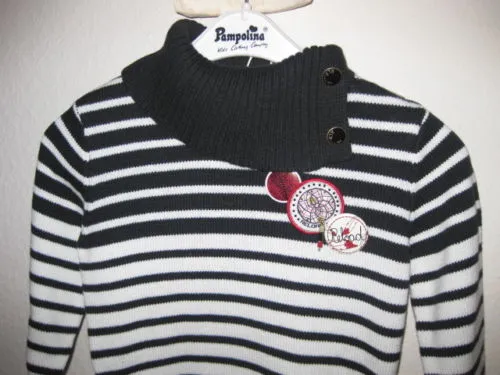 Maglione jeans Pampolina bambini bambine nero/bianco taglia 104 NUOVO 2