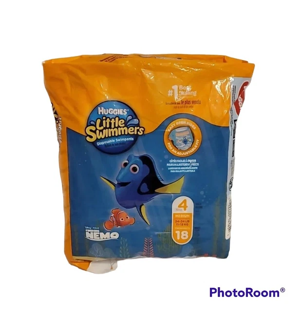 Huggies Little Swimmers Disposable Swim Pants Sz 4 Med / 24-34Lbs, 18Pk NEW NEMO